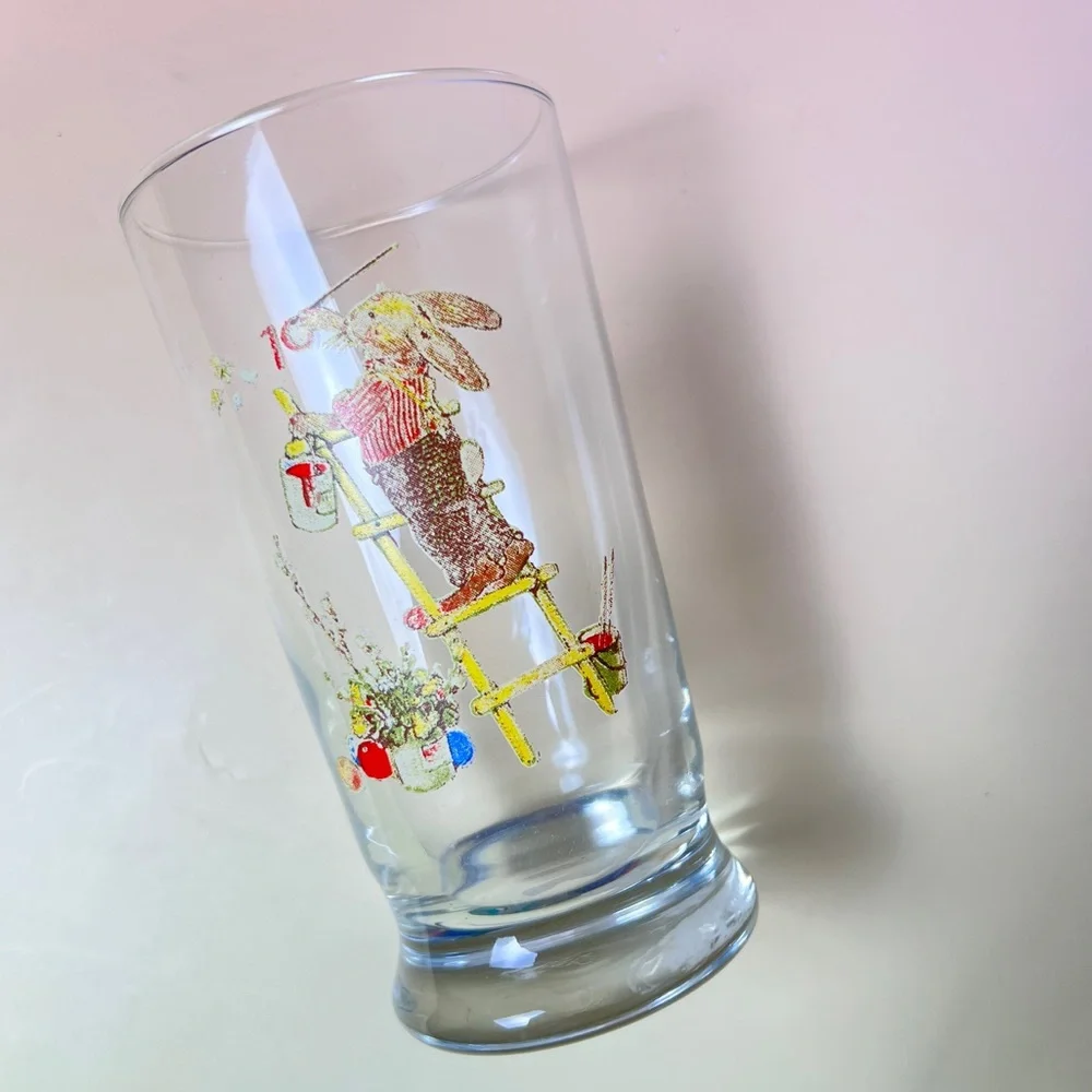 World Market Easter‎ Bunny Rabbit Juice Glasses Set of 4 9 oz Spring Tableware